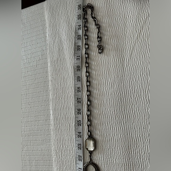 Women’s Chain Belt Hip & Waist Square Rhinestones Modern Metal Links Silvertone - Picture 6 of 7